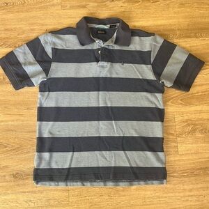 Izod Performance Blue Striped Polo with Logo.  Size Small